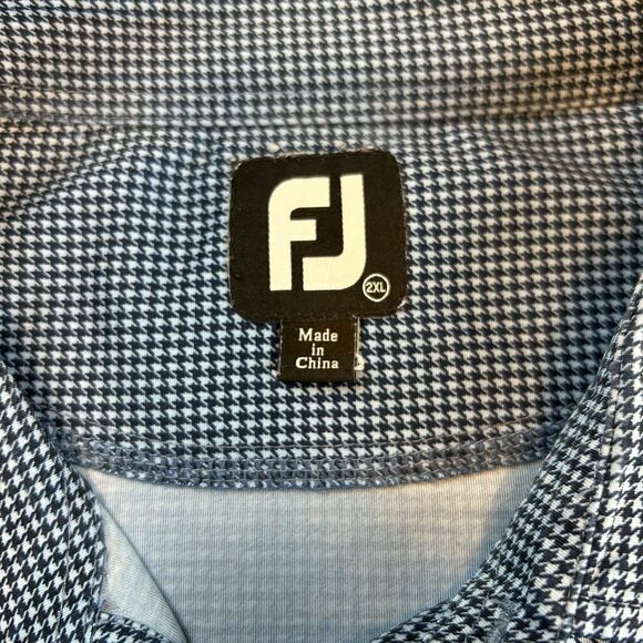 FootJoy FJ Mens Blue Print Golf Polo Shirt Sz 2XL Logo Augusta Country Club 1899 - Picture 2 of 8